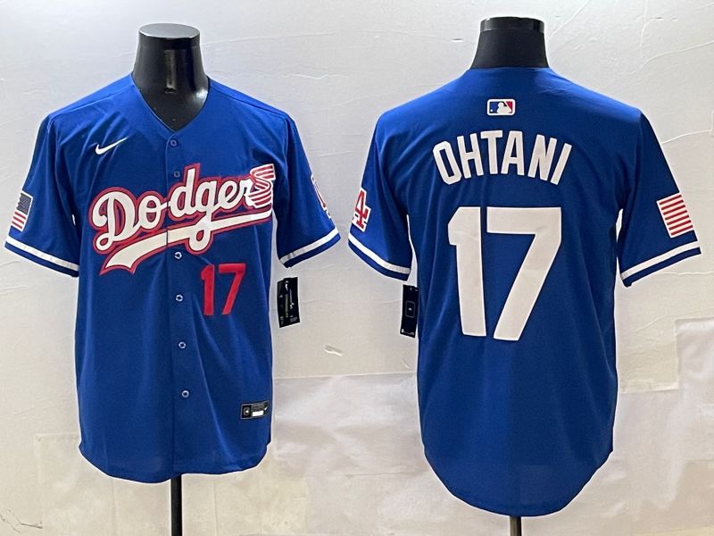 Men Los Angeles Dodgers 17 Ohtani Blue Second generation Joint Name Nike 2025 MLB Jersey style 12